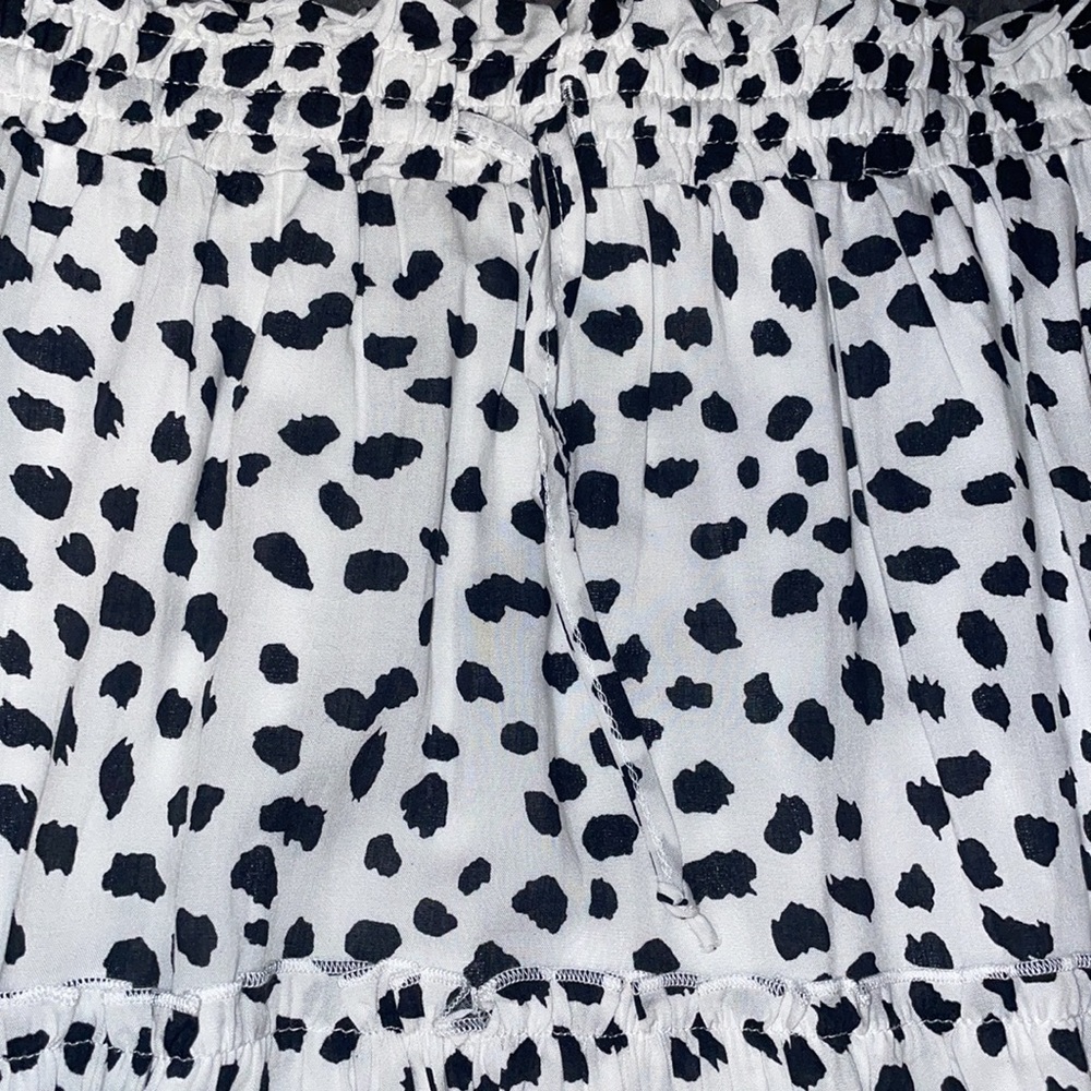 High Waist Ruffle Skirt Cow Black Dot Print XL cheetah - Picture 8 of 8